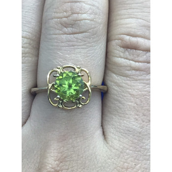 Sky Jewelry Серебряное кольцо (позолота) с камнем Хризолит