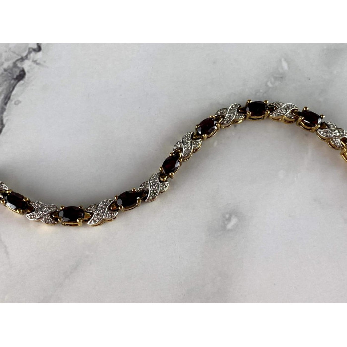 Sky Jewelry Серебряный браслет в позолоте  925 проба с Альмандином  *Уникальность