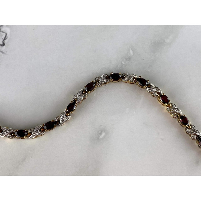 Sky Jewelry Серебряный браслет в позолоте  925 проба с Альмандином  *Уникальность