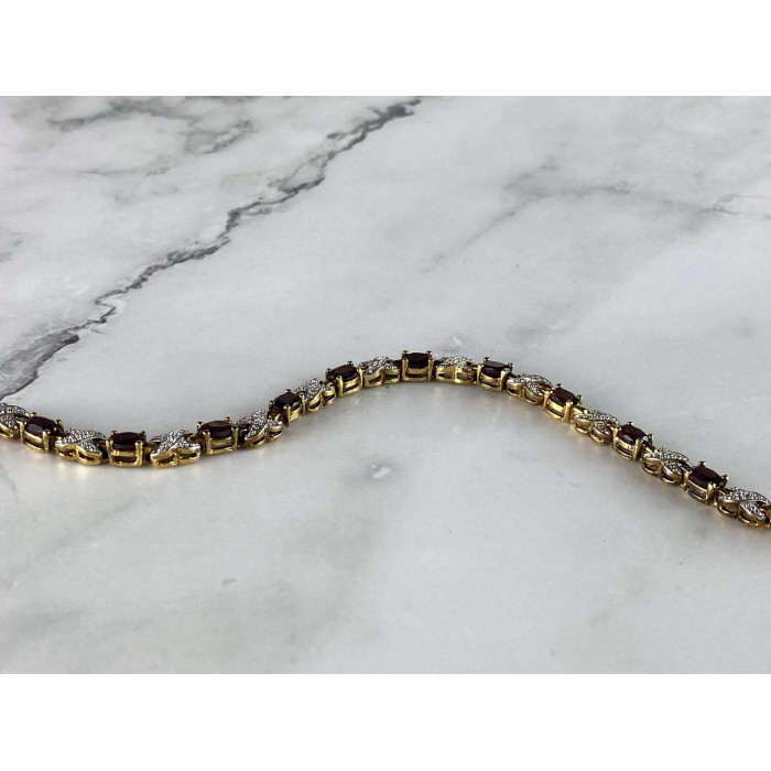 Sky Jewelry Серебряный браслет в позолоте  925 проба с Альмандином  *Уникальность