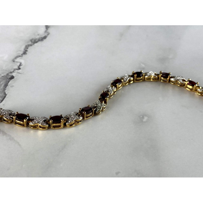 Sky Jewelry Серебряный браслет в позолоте  925 проба с Альмандином  *Уникальность