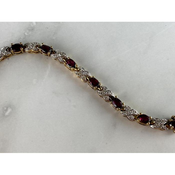 Sky Jewelry Серебряный браслет в позолоте  925 проба с Альмандином  *Уникальность