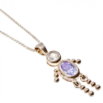 Sky Jewelry Серебряная Цепочка с Кулоном *Фианиты* 925 проба Италия