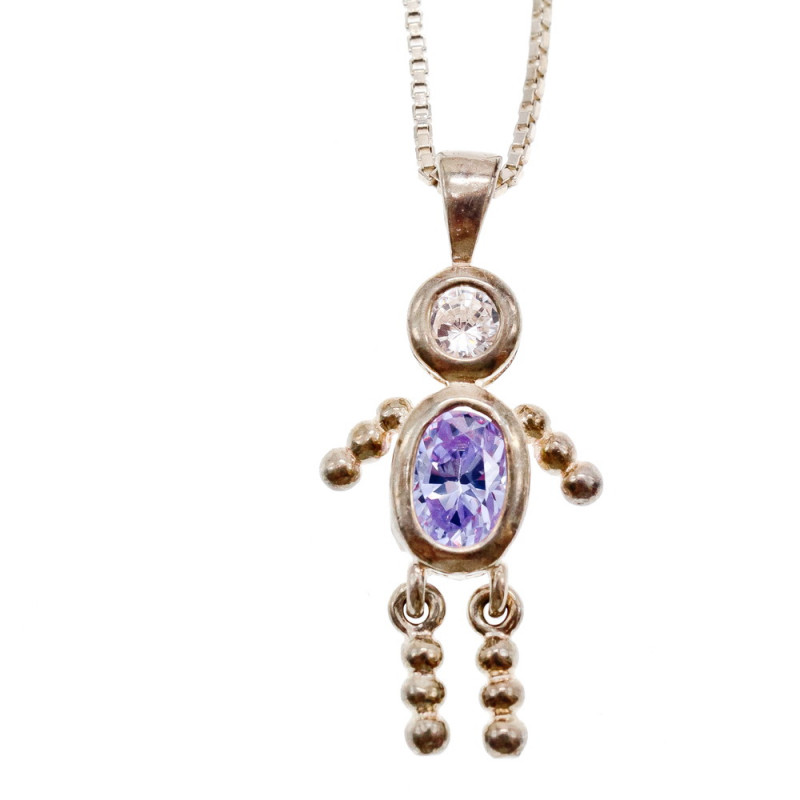 Sky Jewelry Серебряная Цепочка с Кулоном *Фианиты* 925 проба Италия