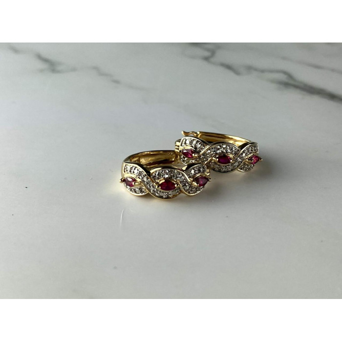 Sky Jewelry Серебряные Серьги в позолоте с розовым Топазом