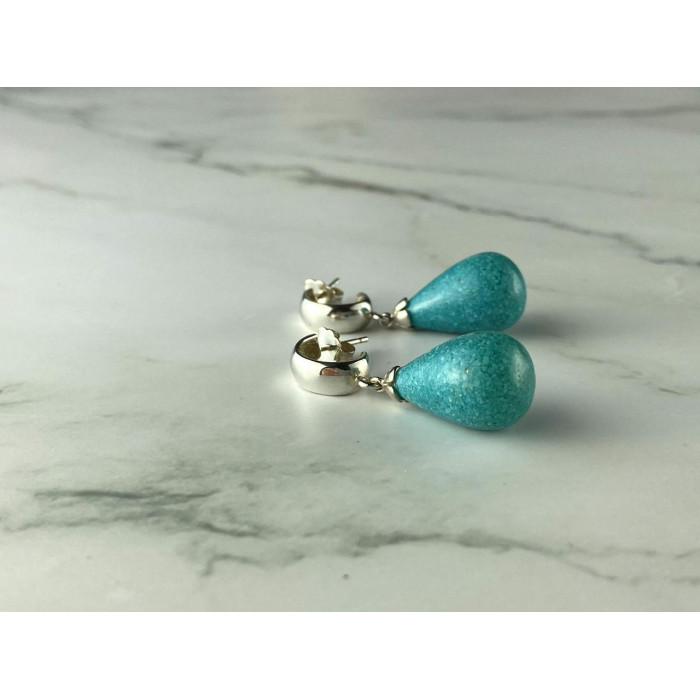 Sky Jewelry Серебряные Серьги с Бирюзой 925 проба   *Женственность