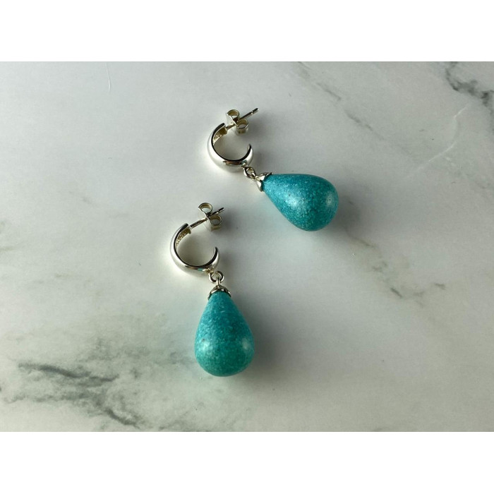 Sky Jewelry Серебряные Серьги с Бирюзой 925 проба   *Женственность