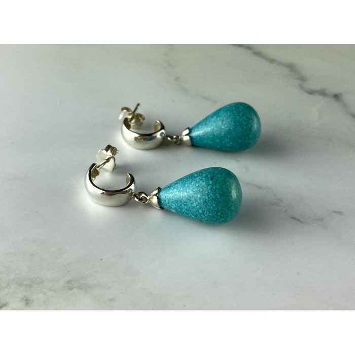 Sky Jewelry Серебряные Серьги с Бирюзой 925 проба   *Женственность