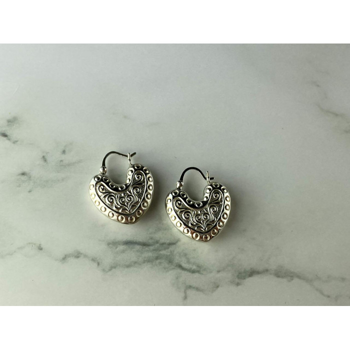 Sky Jewelry Винтажные Серебряные серьги 925 пробы  *Сердце*