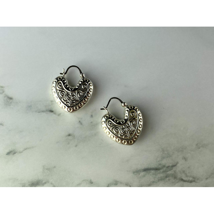 Sky Jewelry Винтажные Серебряные серьги 925 пробы  *Сердце*