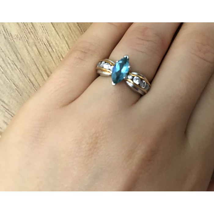 Sky Jewelry Серебряное кольцо с камнем голубая Шпинель