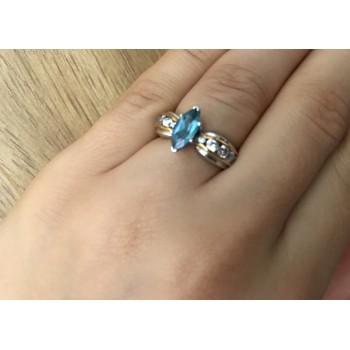 Sky Jewelry Серебряное кольцо с камнем голубая Шпинель