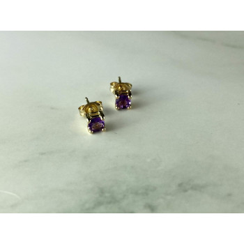 Sky Jewelry Серебряные Серьги-гвоздики  в позолоте с Танзанитом