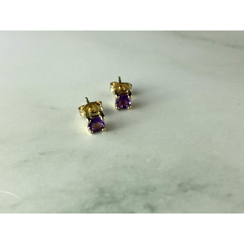 Sky Jewelry Серебряные Серьги-гвоздики  в позолоте с Танзанитом