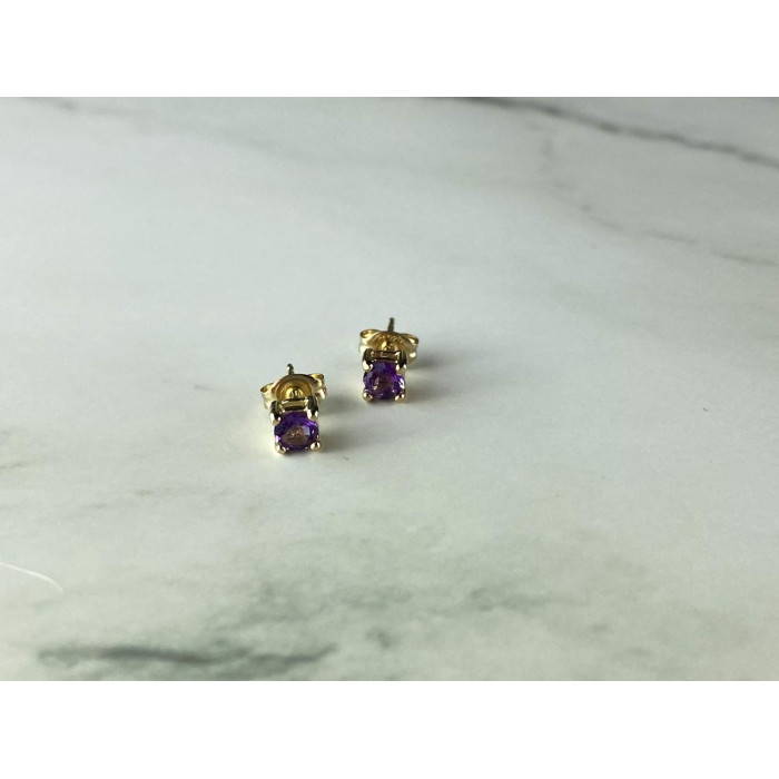 Sky Jewelry Серебряные Серьги-гвоздики  в позолоте с Танзанитом