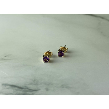 Sky Jewelry Серебряные Серьги-гвоздики  в позолоте с Танзанитом