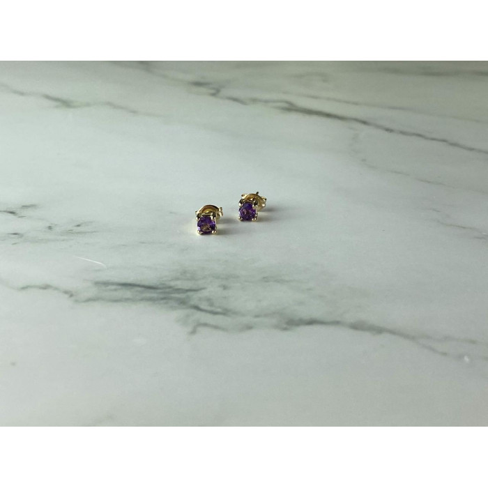 Sky Jewelry Серебряные Серьги-гвоздики  в позолоте с Танзанитом