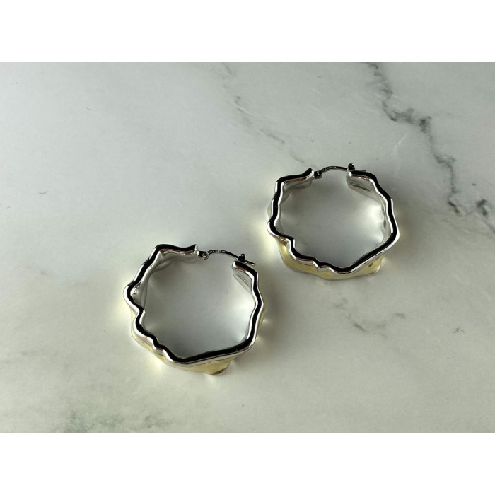 Sky Jewelry Серебряные Серьги 925 пробы со вставками из позолоты  Италия