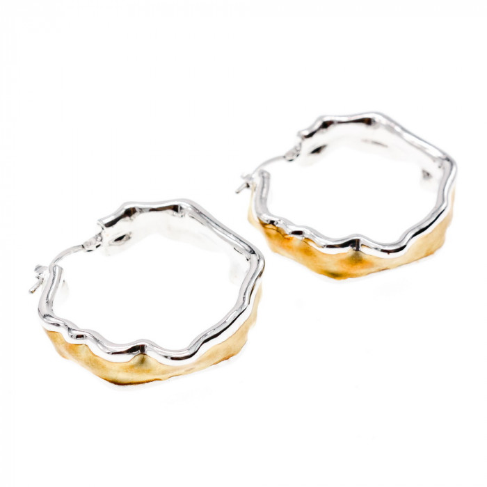 Sky Jewelry Серебряные Серьги 925 пробы со вставками из позолоты  Италия