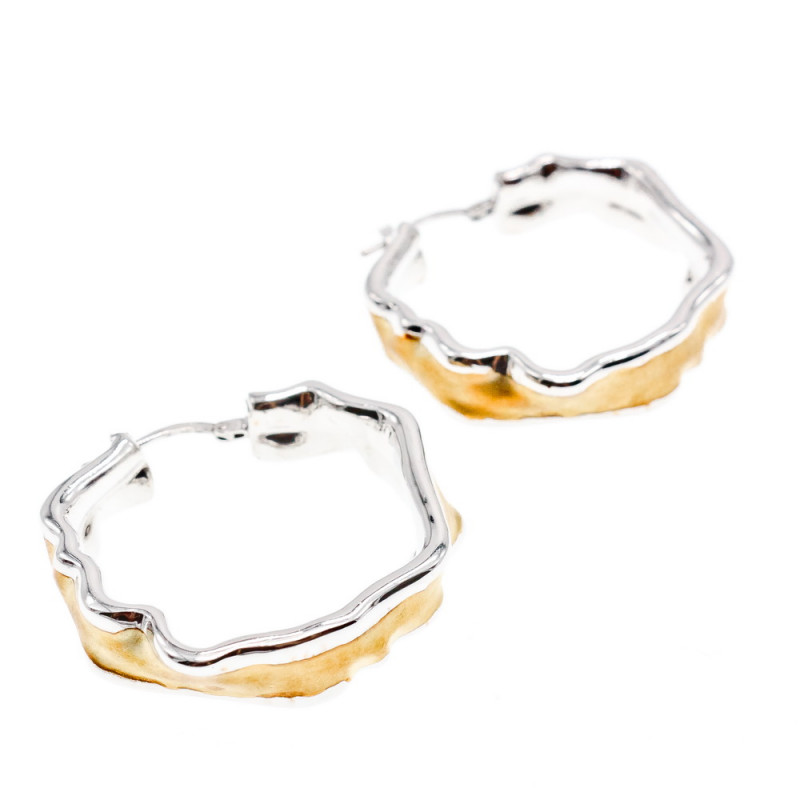 Sky Jewelry Серебряные Серьги 925 пробы со вставками из позолоты  Италия