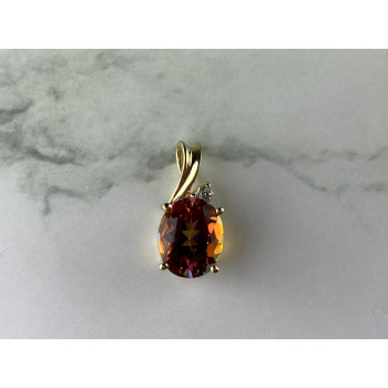 Sky Jewelry Золотой кулон с камнем Мистик Топаз и Бриллиантами