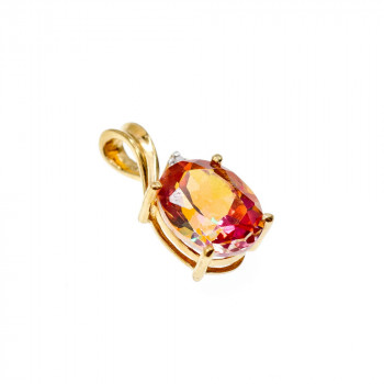 Sky Jewelry Золотой кулон с камнем Мистик Топаз и Бриллиантами