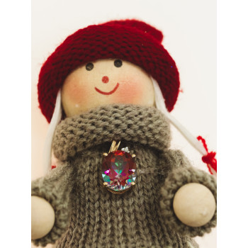 Sky Jewelry Золотой кулон с камнем Мистик Топаз и Бриллиантами