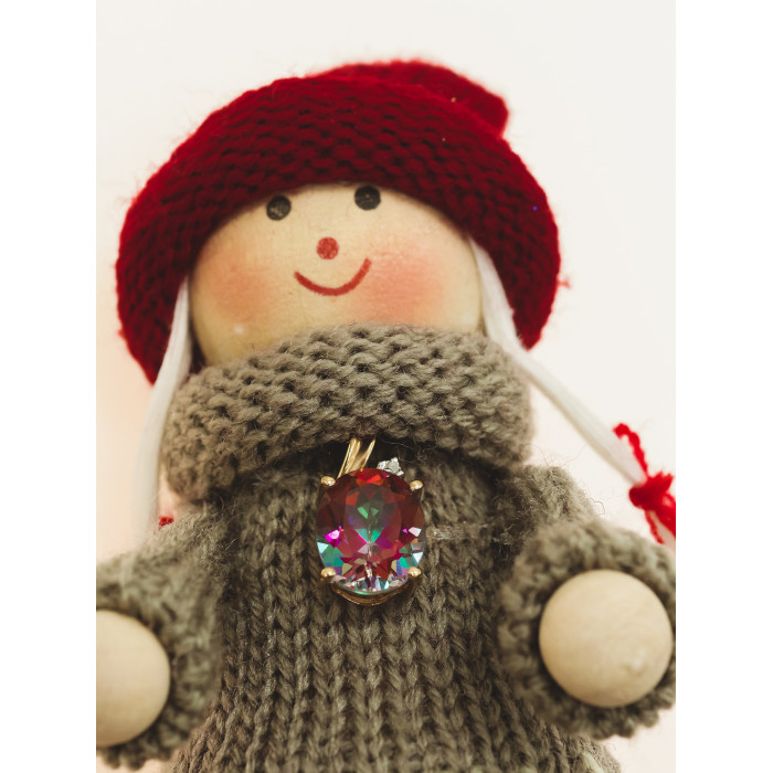 Sky Jewelry Золотой кулон с камнем Мистик Топаз и Бриллиантами