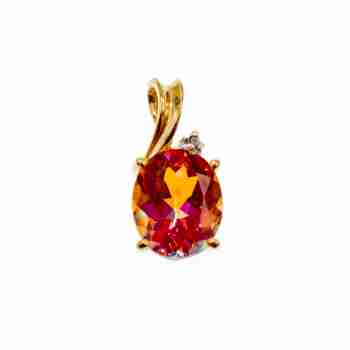 Sky Jewelry Золотой кулон с камнем Мистик Топаз и Бриллиантами
