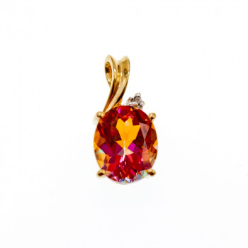 Sky Jewelry Золотой кулон с камнем Мистик Топаз и Бриллиантами