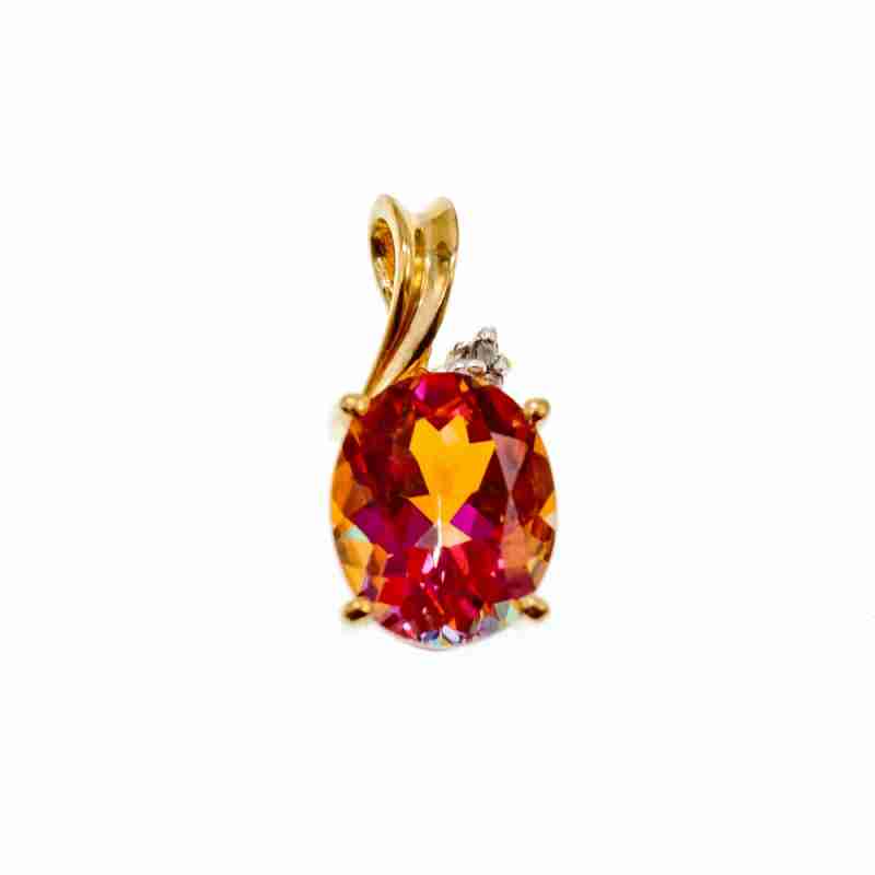 Sky Jewelry Золотой кулон с камнем Мистик Топаз и Бриллиантами
