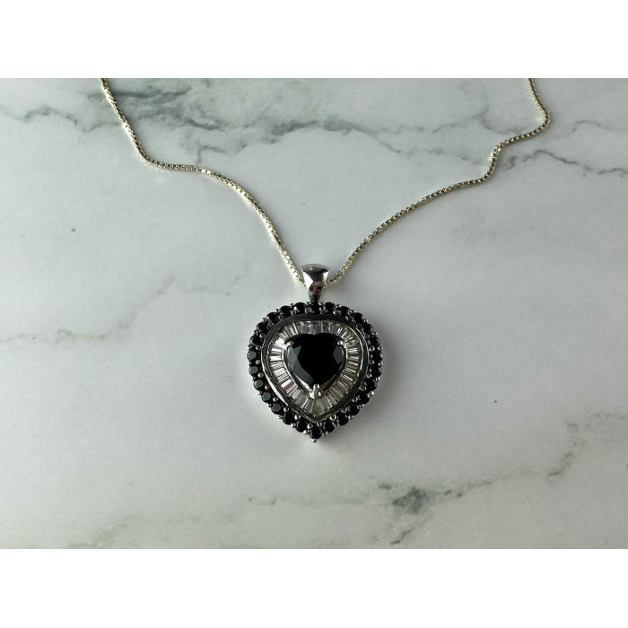 Sky Jewelry Серебряная Цепочка с Кулоном камень Шпинель и Гошенит  *Сердце*