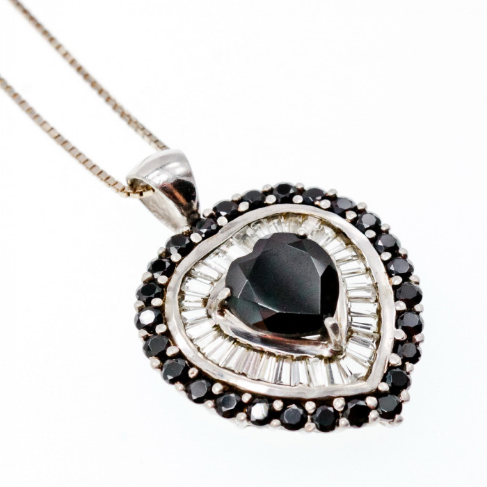 Sky Jewelry Серебряная Цепочка с Кулоном камень Шпинель и Гошенит  *Сердце*