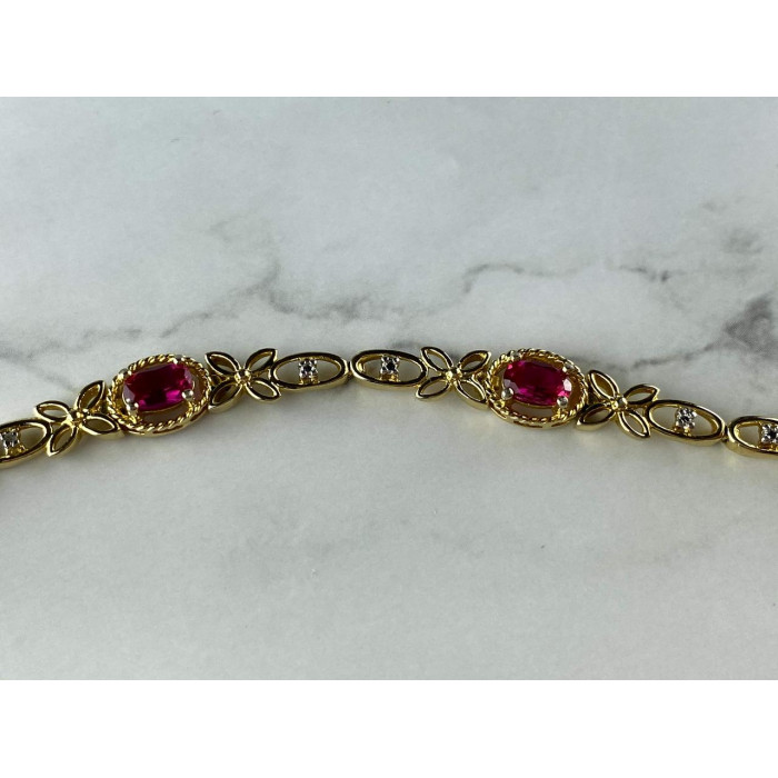 Sky Jewelry Серебряный браслет в позолоте 925 пробы со Шпинелью и Фианитами