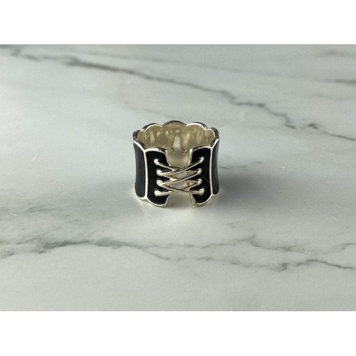 Sky Jewelry Серебряное Кольцо 925 пробы с Черной Эмалью *Корсет