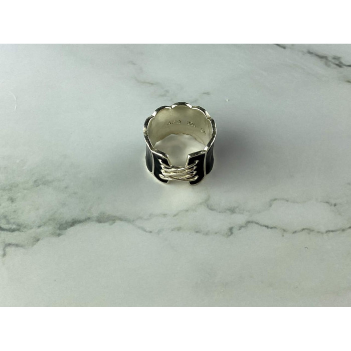 Sky Jewelry Серебряное Кольцо 925 пробы с Черной Эмалью *Корсет