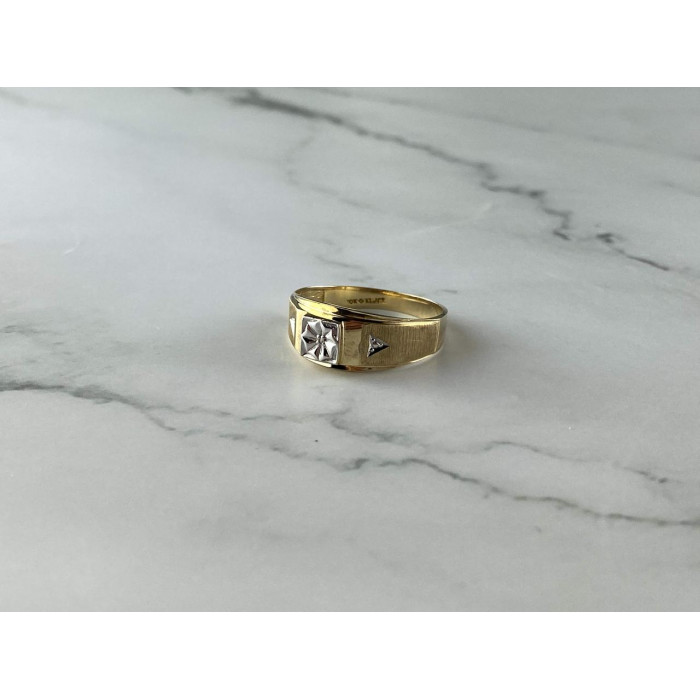 Sky Jewelry Мужское Золотое кольцо 10К (417 проба) с Бриллиантом