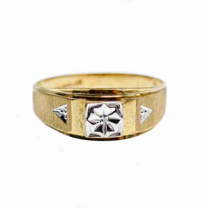 Sky Jewelry Мужское Золотое кольцо 10К (417 проба) с Бриллиантом