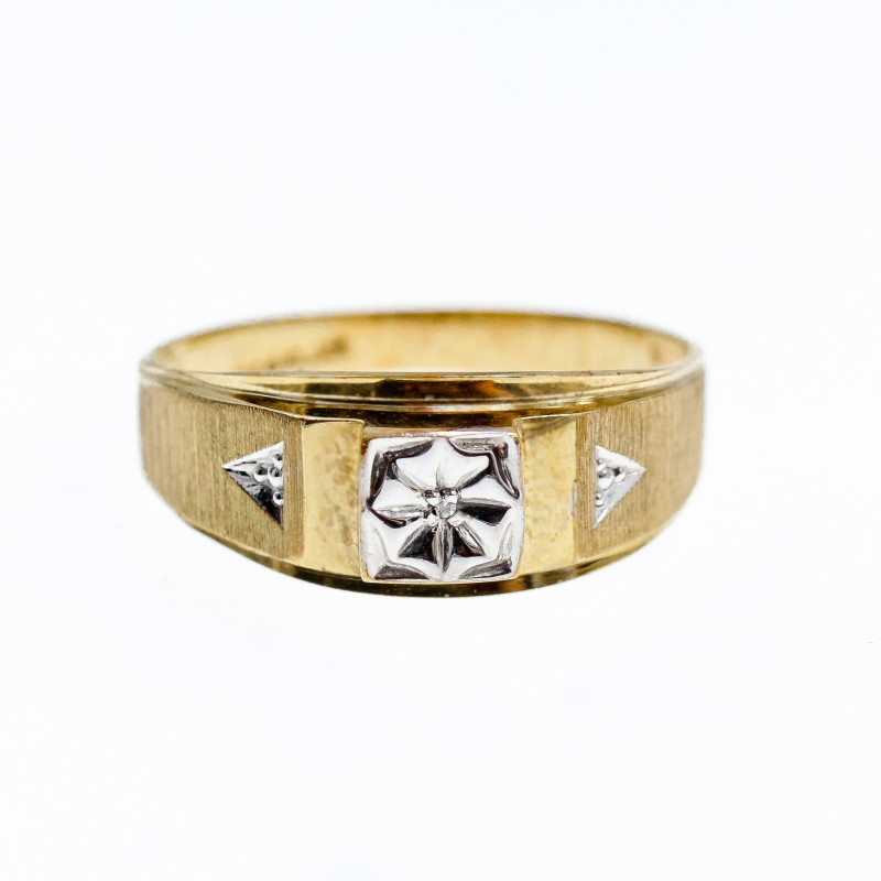 Sky Jewelry Мужское Золотое кольцо 10К (417 проба) с Бриллиантом