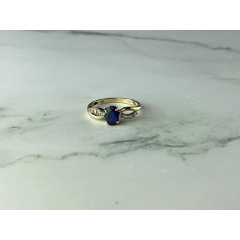 Sky Jewelry Золотое Кольцо с синим и белым  Сапфирами 10К (417 проба)