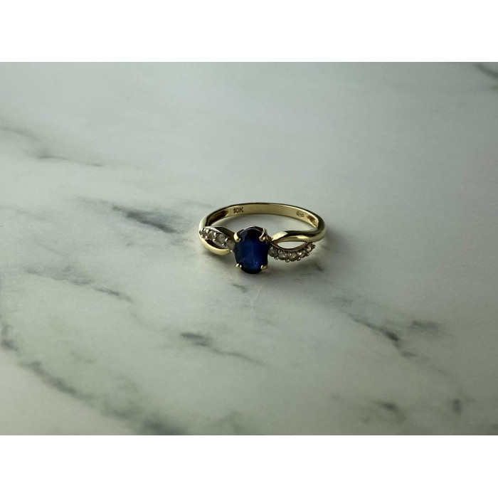 Sky Jewelry Золотое Кольцо с синим и белым  Сапфирами 10К (417 проба)