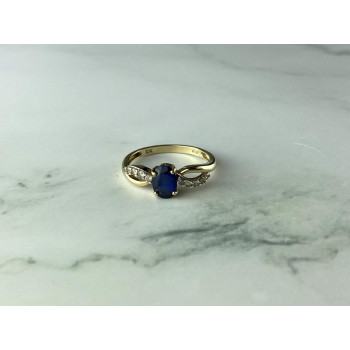 Sky Jewelry Золотое Кольцо с синим и белым  Сапфирами 10К (417 проба)