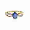 Sky Jewelry Золотое Кольцо с синим и белым  Сапфирами 10К (417 проба)