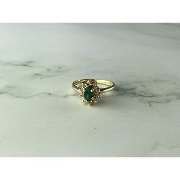 Sky Jewelry Золотое кольцо  с Изумрудом и белыми Сапфирами