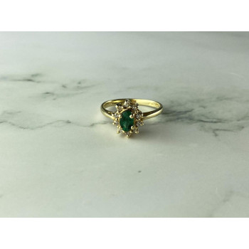 Sky Jewelry Золотое кольцо  с Изумрудом и белыми Сапфирами