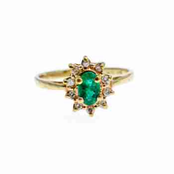 Sky Jewelry Золотое кольцо  с Изумрудом и белыми Сапфирами