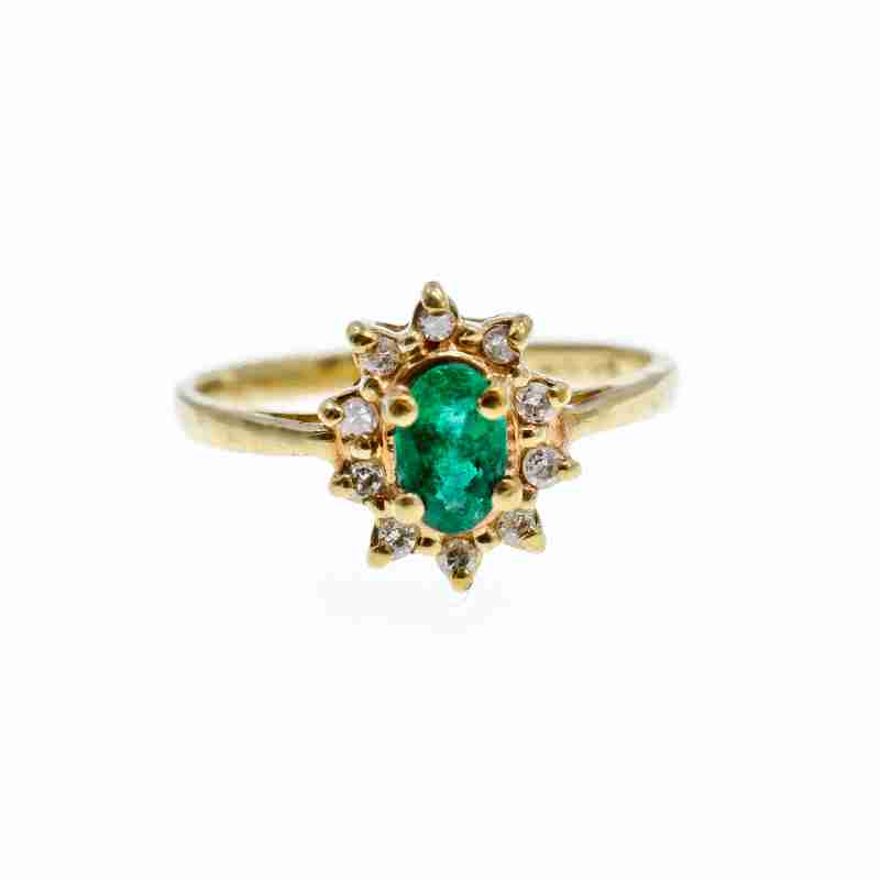 Sky Jewelry Золотое кольцо  с Изумрудом и белыми Сапфирами