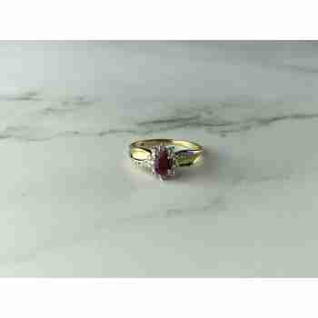 Sky Jewelry Серебряное кольцо в позолоте  с Рубином и Бриллиантами  925 проба