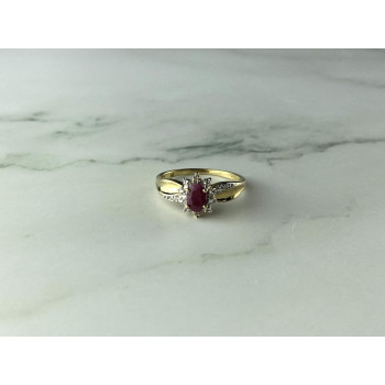 Sky Jewelry Серебряное кольцо в позолоте  с Рубином и Бриллиантами  925 проба