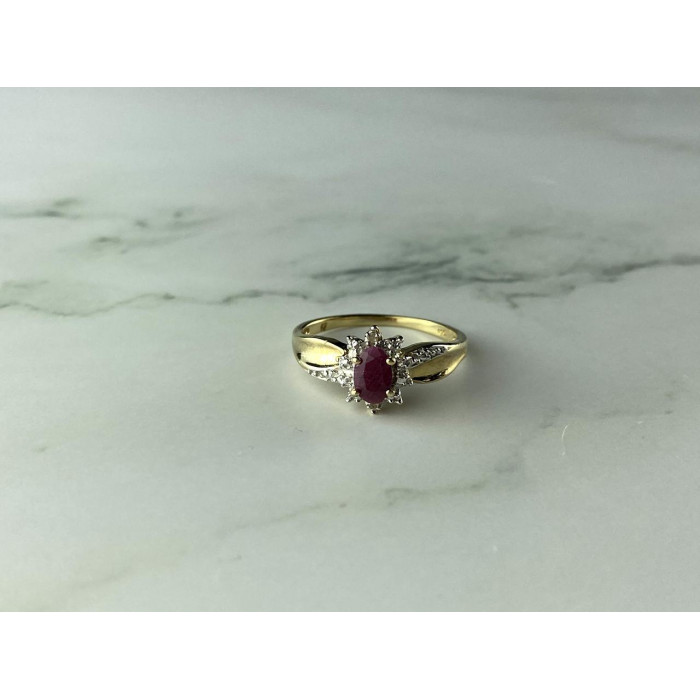 Sky Jewelry Серебряное кольцо в позолоте  с Рубином и Бриллиантами  925 проба